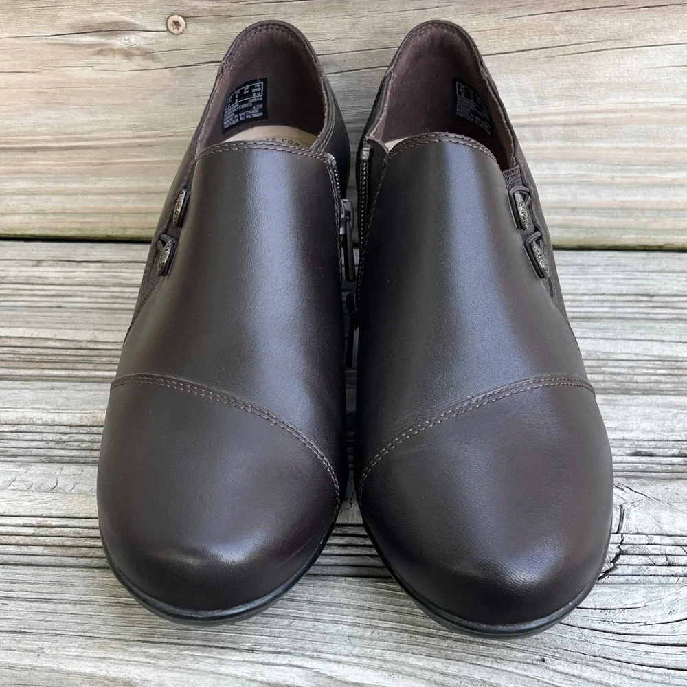 Clarks Collection Emslie‎ Warren Dark Brown Leather Heeled Loafers Womens 9 W